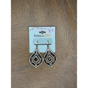 Lonna & Lilly Gold Tone Teardrop Statement Earrings Green Crystal Beaded Dangle